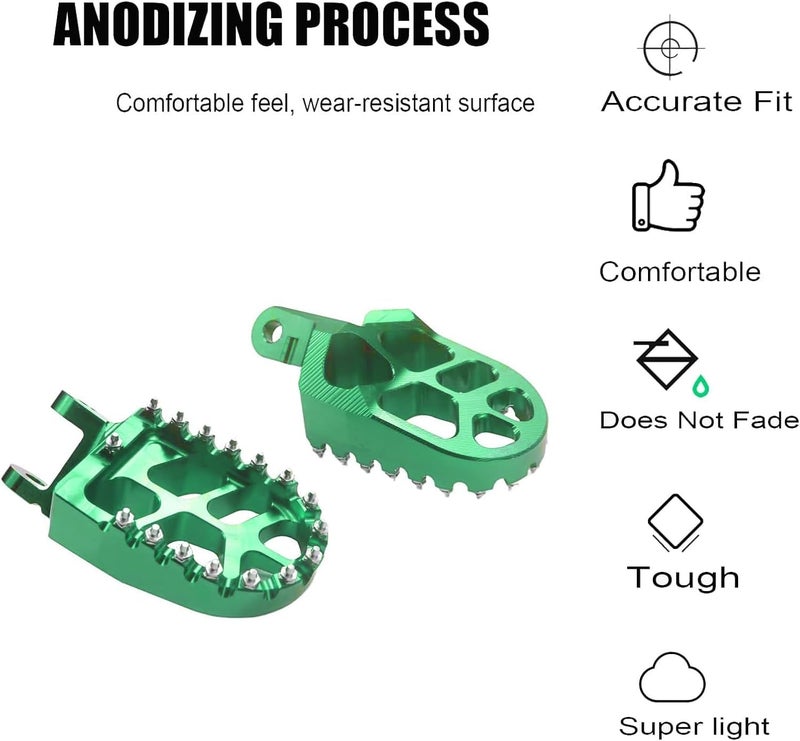 Adsspro Motorcycle CNC Foot Pegs Rests Footpegs for KLX250R 1994-1996,KLX250 06-20, KLX250S 09-14, KLX250SF 09-10, KLX300R 97-07/20-24, KLX300(US) 21-24, KLX650 93-1996, KLX650R 96, KLR650 87-07 (Green) - Image 2